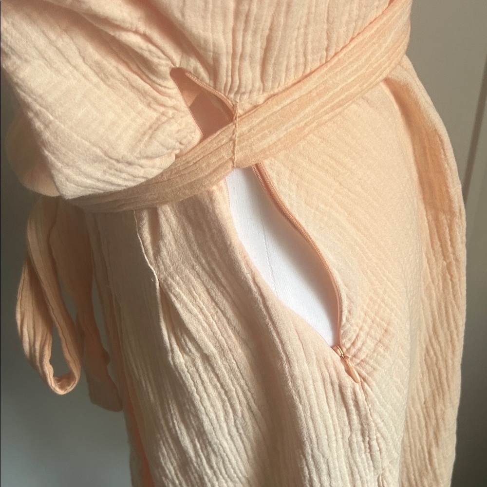 Free People Oversized Peach Kimono Surplice Cotton Dress Coverup Tunic - Picture 7 of 11